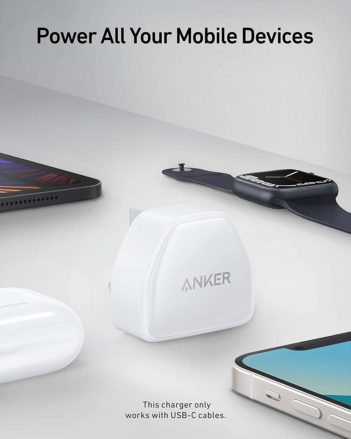 Anker Nano Chargeur Rapide iPhone 12 20 W, PIQ 3.0, USB C Compact PowerPort III pour iPhone 12/12 Mini/12 Pro/12 Pro Max, Galaxy, Pixel 4/3, iPad Pro, AirPods Pro, etc.